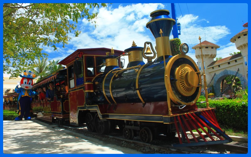 บรรยากาศสวนสนุกดรีมเวิลด์ เครื่องเล่นรถไฟเหมาะสำหรับเด็ก สวนสนุกดรีมเวิลด์ตั้งอยู่ใกล้ โรงแรมใกล้สนามบินดอนเมือง