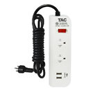 TAC รางปลั๊กไฟ รางปลั๊กพ่วง แบบ 2เต้ารับ ช่องเสียบ 1สวิทย์ 2USB 5M SKU-01940