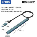 UCA9702 Onten USB3.0+Type-C Hub USB2.0 6Port/USB3.0 1Port HB-4P-OT-9702C
