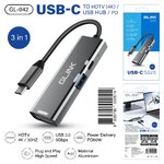 GLINK GL-042 GLINK TYPE-C HUB 3 in 1 USB+PD+HDTV SKU-03051