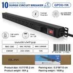 GPDU-11K GLINK 10ช่อง SURGE+OVERLOAD PDU POWER สายยาว2 เมตร PG-GL-02-11BLA