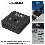 GL-400 GLINK HDMI 2.0 BI-DIRECTION SWITCH AND SLITTER 2 IN1 DA-GO-HM-GL400