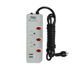 TAC รางปลั๊กไฟ รางปลั๊กพ่วง แบบ 2เต้ารับ ช่องเสียบ 3 สวิทย์ 2USB 5M SKU-01936
