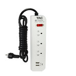 TAC รางปลั๊กไฟ รางปลั๊กพ่วง แบบ 3เต้ารับ ช่องเสียบ 1สวิทย์ 2USB 3M SKU-01938