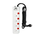 TAC รางปลั๊กไฟ รางปลั๊กพ่วง แบบ 4 เต้ารับ ช่องเสียบ 4 สวิทย์ HM4496 5M SKU-01924