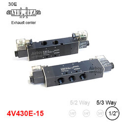 โซลินอยด์วาล์ว รุ่น 4V430-15E(Port1/2") 5/3 Double Coil