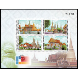 ชีทแสตมป์ชุดวัด พิมพ์ทับ งานแสดงตราไปรษณียากรโลก (เกาหลี)