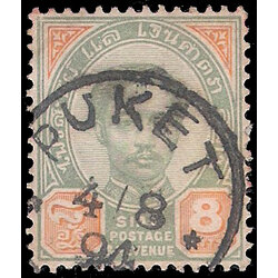 แสตมป์ชุดพระพักตร์ตรง ดวงราคา 8 อัฐ + ประทับตรา Single Ring Puket 4.8.1894