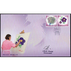 ซองวันแรกจำหน่ายชุดปีใหม่ 2559 (ดอกม่วงเทพรัตน์) + ลายเซ็นต์ผู้ออกแบบ