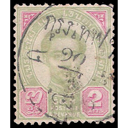 แสตมป์ชุดพระพักตร์ตรง ดวงราคา 2 อัฐ + ประทับกรุงเทฟฯ ฟ.ฟัน ตรา จ.ศ.