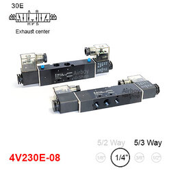 โซลินอยด์วาล์ว รุ่น 4V230-08E(Port1/4") 5/3 Double Coil