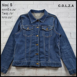 C.O.L.Z.A อกจริง36' (S) เสื้อแจ็คเก็ตยีนส์ เสื้อยีนส์แขนยาวหญิง ผ้ายืดสีเข้ม ผ้านุ่มมากใส่สบาย มีเป๋าข้าง