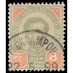 แสตมป์ชุดพระพักตร์ตรง ดวงราคา 8 อัฐ + ประทับตรา PACKNAMPOH (ปากน้ำโพ) Date 22.5.1899