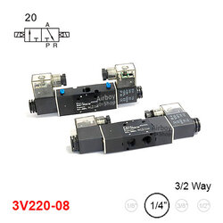 โซลินอยด์วาล์ว รุ่น 3V220-08 (Port 1/4") 3/2 Double Coil
