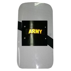โล่ใสปราบจลาจลแบบมือจับ 45 องศา ชนิดมีแผ่นนิรภัยกันกระสุน ระดับ IIA