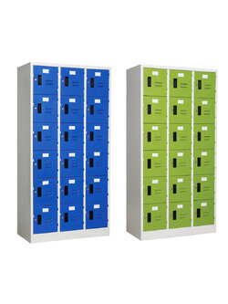 ตู้ล็อคเกอร์ รุ่น LK-018 บานเปิด 18 ประตู สีเขียว,แดง,น้ำเงิน,ส้ม