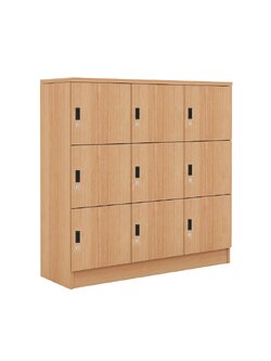 ตู้ล็อคเกอร์ไม้ รุ่น AP619WD บานเปิด 9 ประตู