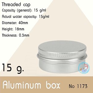 Aluminum box : Threaded aluminum box ตลับอลูมิเนียมฝาเกลียว ขนาด 15 กรัม(g.)