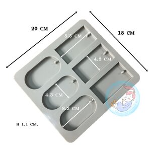 Aromatheraphy silicone mold BR 6014: พิมพ์ เทียนร้อยเชือก สี่เหลี่ยม และ วงรี 2แบบ 6 หลุม น้ำหนักเทียน 25-30 กรัม(g)