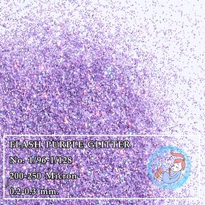 Color Purple : FLASH PURPLE GLITTER สีม่วงอ่อน ผงกากเพชร ผงสะท้อนแสงขนาด (0.2 - 0.3 mm.)