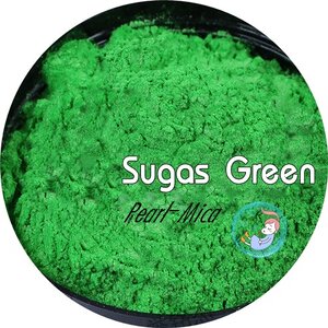 Color Green : Sugas Green mica pearlescent pigment/ สีเขียวซูกัสประกายมุก /สีไมก้า ผงละเอียดมีประกาย