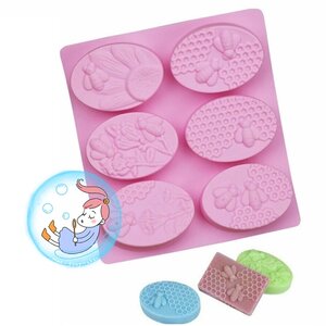 พิมพ์สบู่ ซิลิโคน PeeBee2 /พิมพ์รังผึ้ง2 / 8.7x6x2.5 ซม. / 120 กรัม / 6 หลุม เนื้อบาง