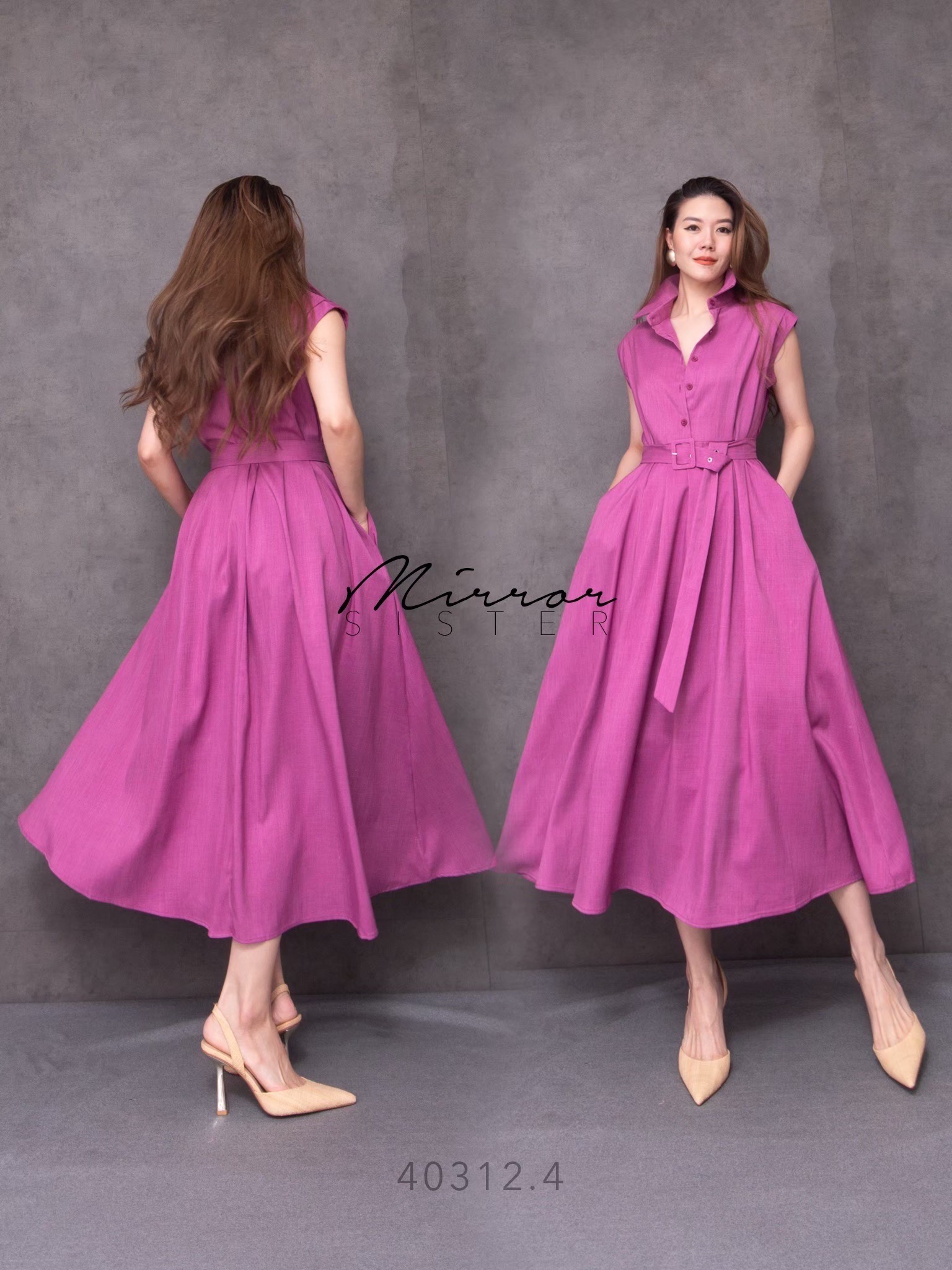 MiRRoRSiSTER's THeN DReSS•• เดรสคอปกทรงสวยมาก แพทเทรินช่วงบนเป็นเสื้อเชิ้ตแขนกุดล้ำทรงเรียบง่าย มีกระดุมผ่าหน้าเปิดปิดได้จนถึงช่วงเอว มาพร้อมสายเข็มขัดสีเดียวกันกับชุด ช่วงล่างเป็นกระโปรงบานทรงสวย ใช้ผ้าเยอะ! มีกระเป๋าล้วงได้2ข้างลำตัว ใครใส่ก็ดูดี ใ
