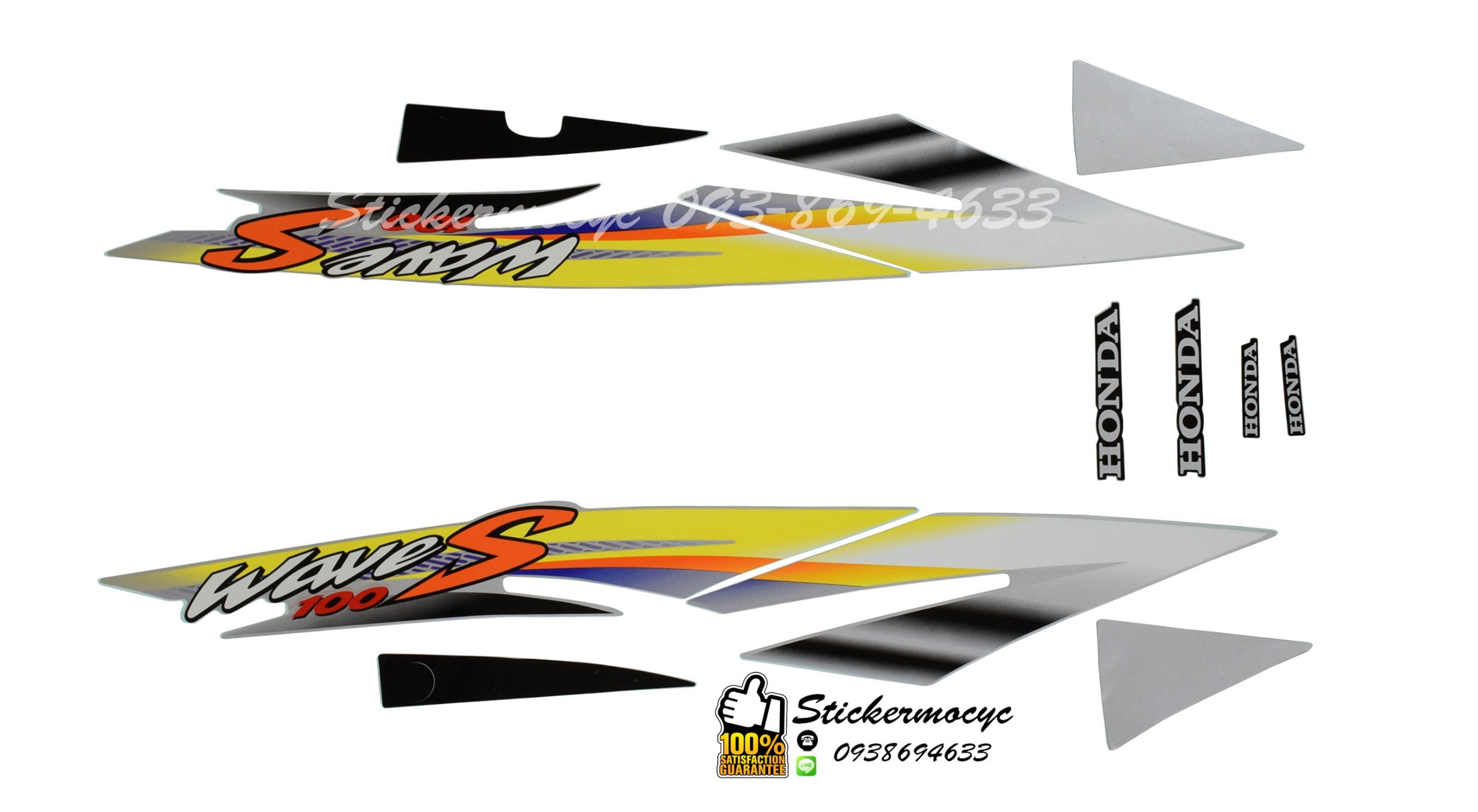 Sticker 3M HONDA Wave 100 S ปี 2003 ติดรถสี ดำ (เคลือบเงา) สติ๊กเกอร์ 3 M แท้ สติ๊กเกอร์ติดมอไซค์ ฮอนด้า เวฟ