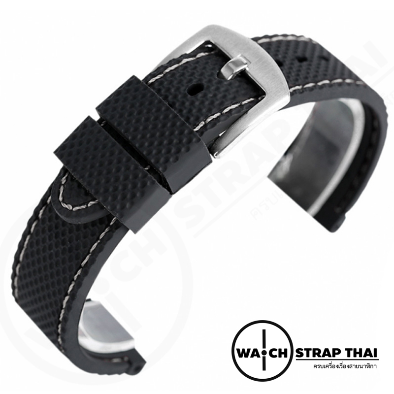 สายนาฬิกายาง SET03 เดินด้ายขาว Rubber Watch Strap White มีขนาด 20,22 mm