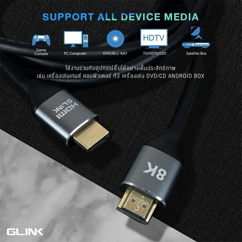 GL-402 GLINK Cable HDMI 8K Version 2.1 / 60hz /2k 144hz/1080p 160hz support HDR SKU-02971