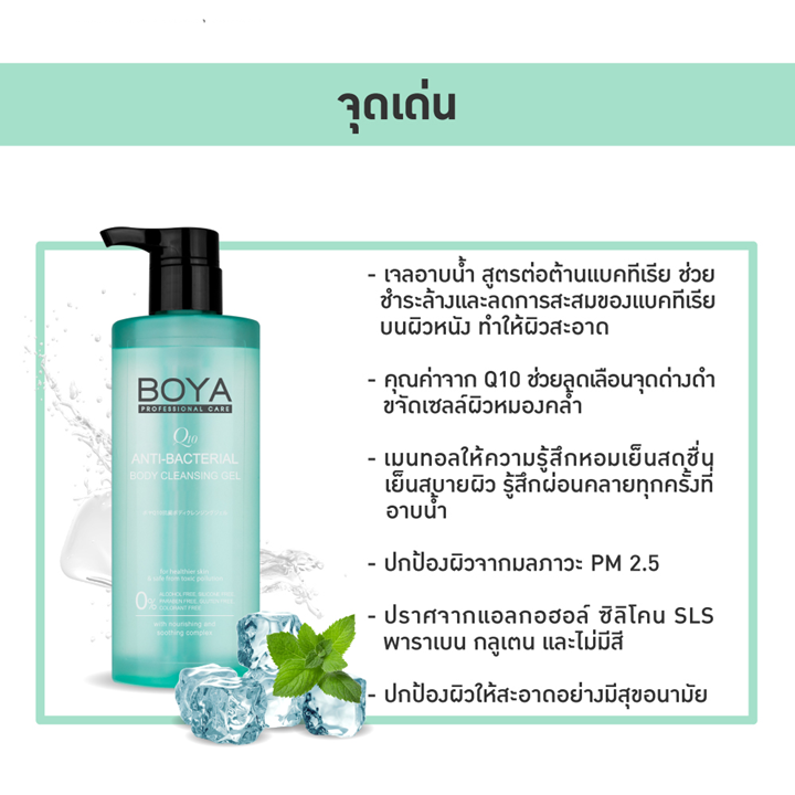 (REFILL) Boya Anti-Bacterial Body Cleansing Gel 300ml เจลอาบน้ำสูตรไมเซล่า & Q10 แบบเติม