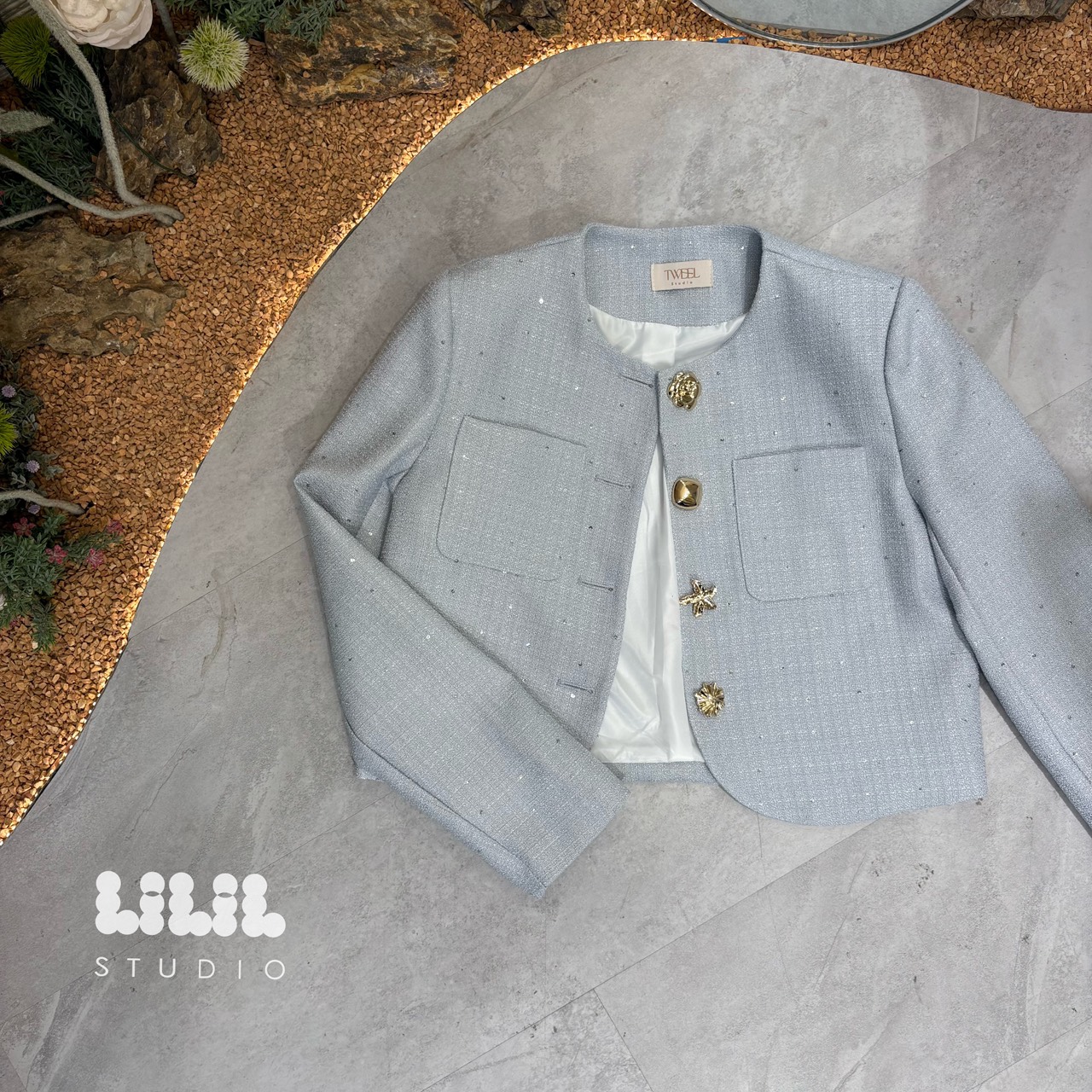 ⭐️Girly tweed Jacket⭐️ เสื้อคลุมผ้าทวีตงานผ้าลูกคุณ ตัดเย็บเนี้ยบ กระดุมโรสโกลด์ดูดีมาก ห้ามพลาด งานต้องมีค่ะ😘