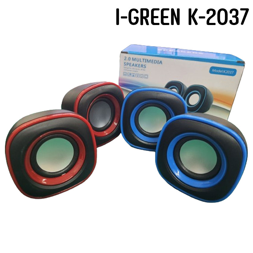 K-2037 I-GREEN mini SPEAKER USB/ 3w.x2RMS. SP-GE-20-2037X