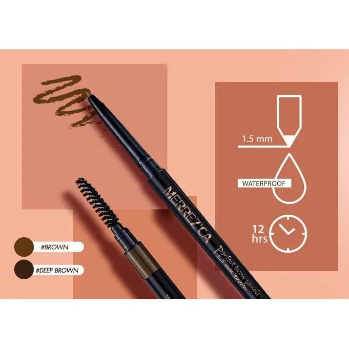 Merrez'ca Perfect Brow Pencil เมอร์เรซก้า ดินสอเขียนคิ้ว หัวเล็ก 1.5 มม. กันน้ำ