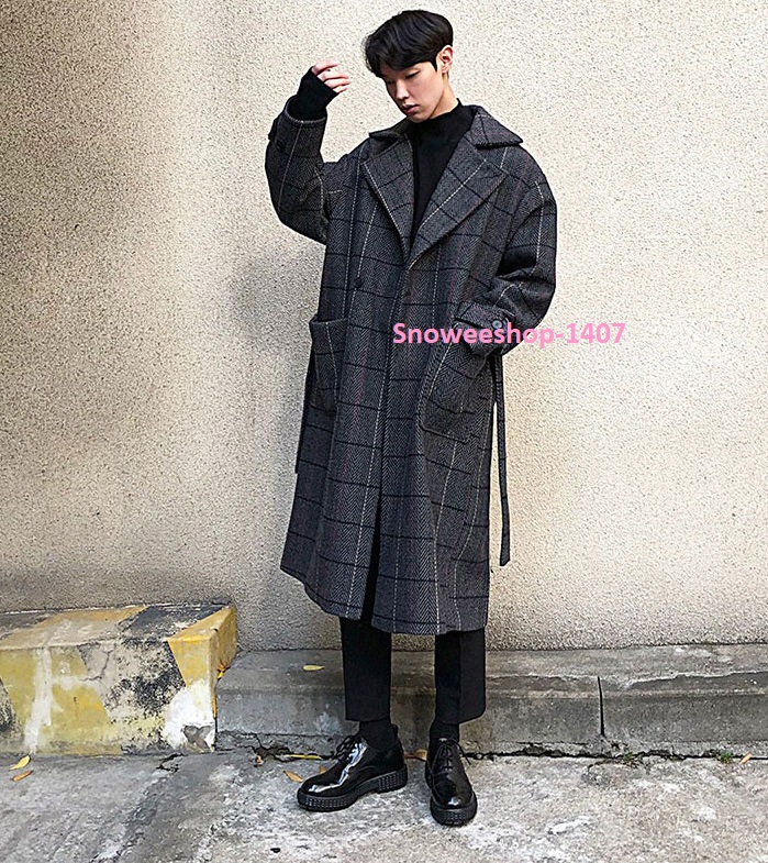 Seoul Coat Men เสื้อโค้ทผู้ชายสไตล์เกาหลีทรงหลวมโอเวอไซพรีเมี่ยมงานสวยไร้ที่ติใส่แล้วเท่ดูแพง ซับในหนาอุ่นกันหนาวได้ดี