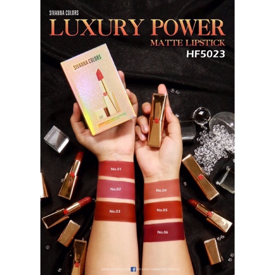 SIVANNA COLORS LUXURY POWER MATTE LIPSTICK HF5023 ลิปสติกเนื้อเวลเวทแมท ซีเวนน่า คัลเลอร์ ลิปสติกเนื้อแมท