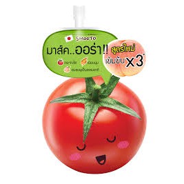 (1ซอง) Smooto Tomato Gluta Aura Plus Sleeping Mask สมูทโตะ โทเมโท กลูต้า ออร่า พลัส