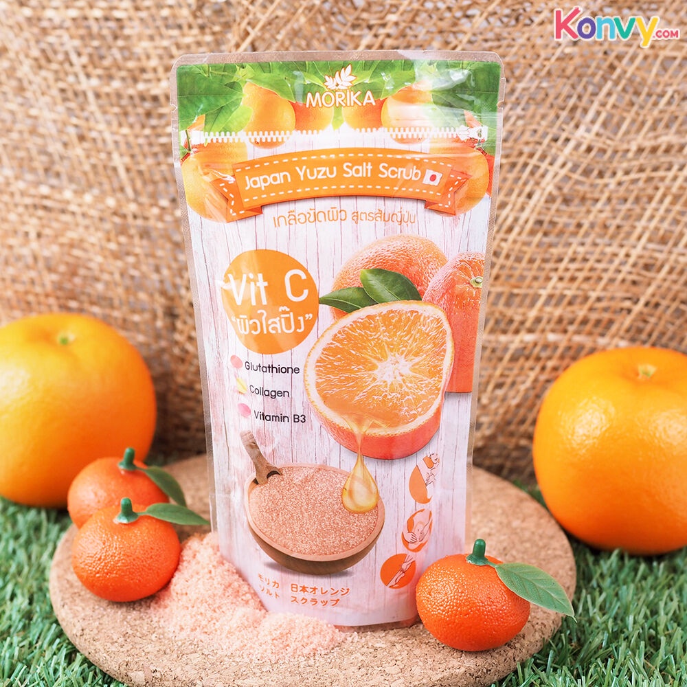 Morika Japan Yuzu Salt Scrub 200กรัม โมริกะ เกลือขัดผิว สูตรส้มญี่ปุ่น เจแปน ยูซึ ซอลท์ สครับ