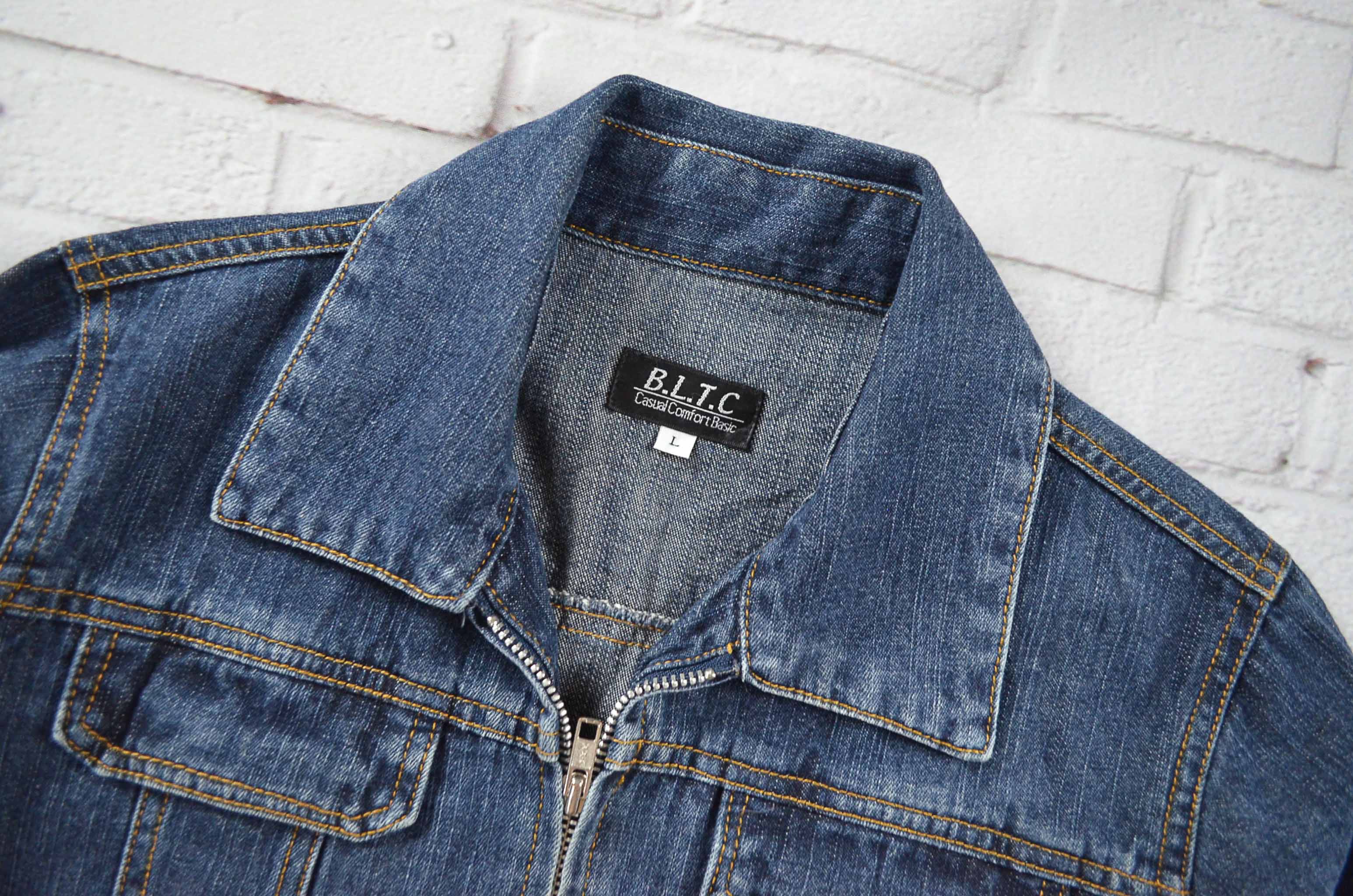 B.L.T.C อกจริง39' (L) เสื้อแจ็คเก็ตยีนส์ เสื้อยีนส์แขนยาวหญิงชาย ผ้านุ่มใส่สบาย มีซิปหน้าสภาพสวย