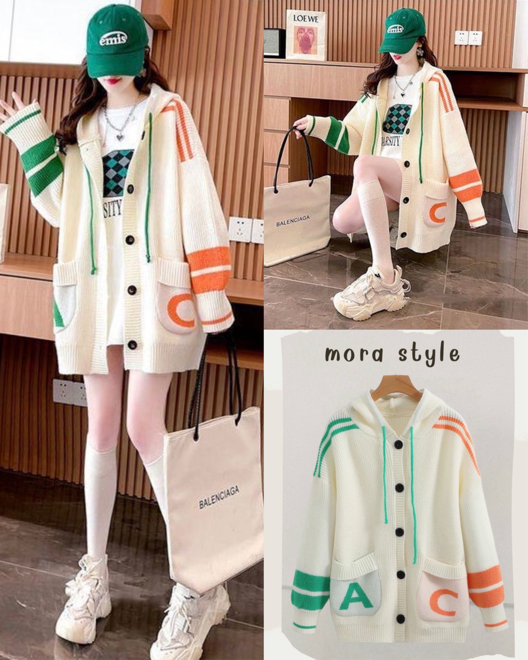 เสื้อคลุมคาร์ดิแกนไหมพรม มีฮู้ดหมวก ใส่คลุมกันหนาวได้ งานสวย แมทง่าย ใส่ได้หลายโอกาส เป็นอีกรุ่นที่ต้องมีติดตู้นะค่าา