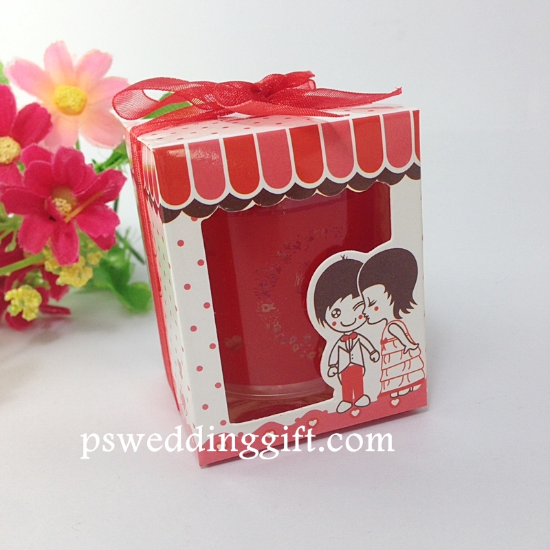 แก้วเป๊ก คละสี แพ็คกล่องน่ารัก ผูกโบว์พร้อมป้ายชื่อ