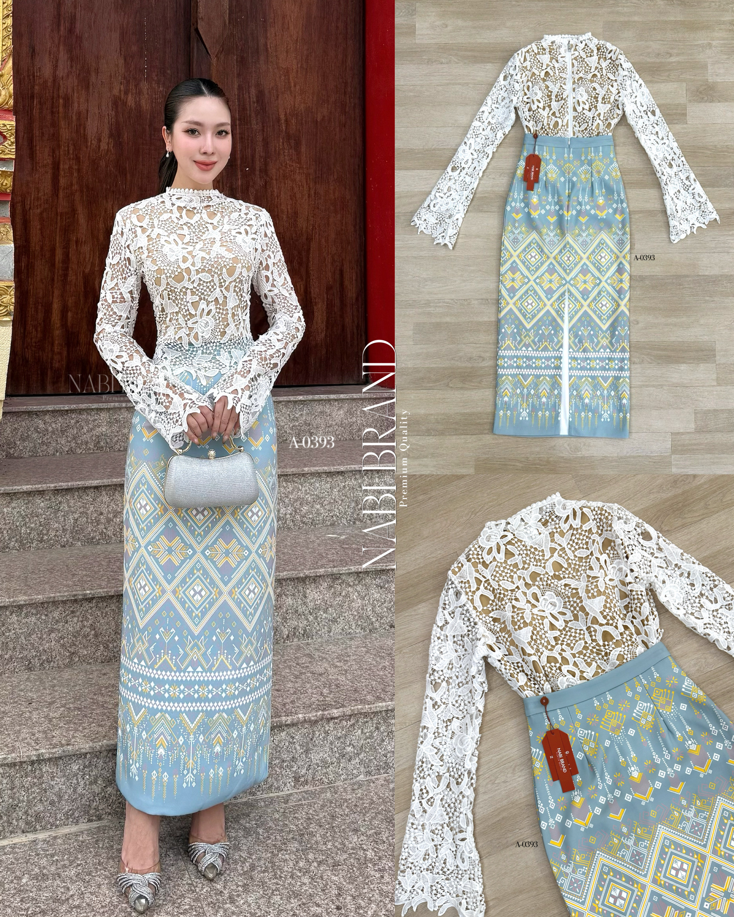 Label :: #NABIBRAND Code :: A-0393 Detail :: ชุดเซทชุดไทย คอลใหม่ อย่างหรูดูดี เสื้อลูกไม้แขนยาวสีขาวอย่างดี และกระโปรงผ้าพิมพ์ลายยอย่างสวย แบบผ่าหลังเล็กน้อย ดีไซส์เก๋ มีซับในและฟองน้ำอย่างดี งานซิบหลัง งานคุณภาพ คัดสรรมาให้ช้อปปิ้งแล้วนะคะ🥰 #NAB