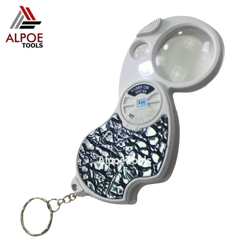 เลนท์ขยายพับได้ มีไฟ แบบพวงกุญแจ รหัส No.6901A-C ทรงรูปมะม่วง