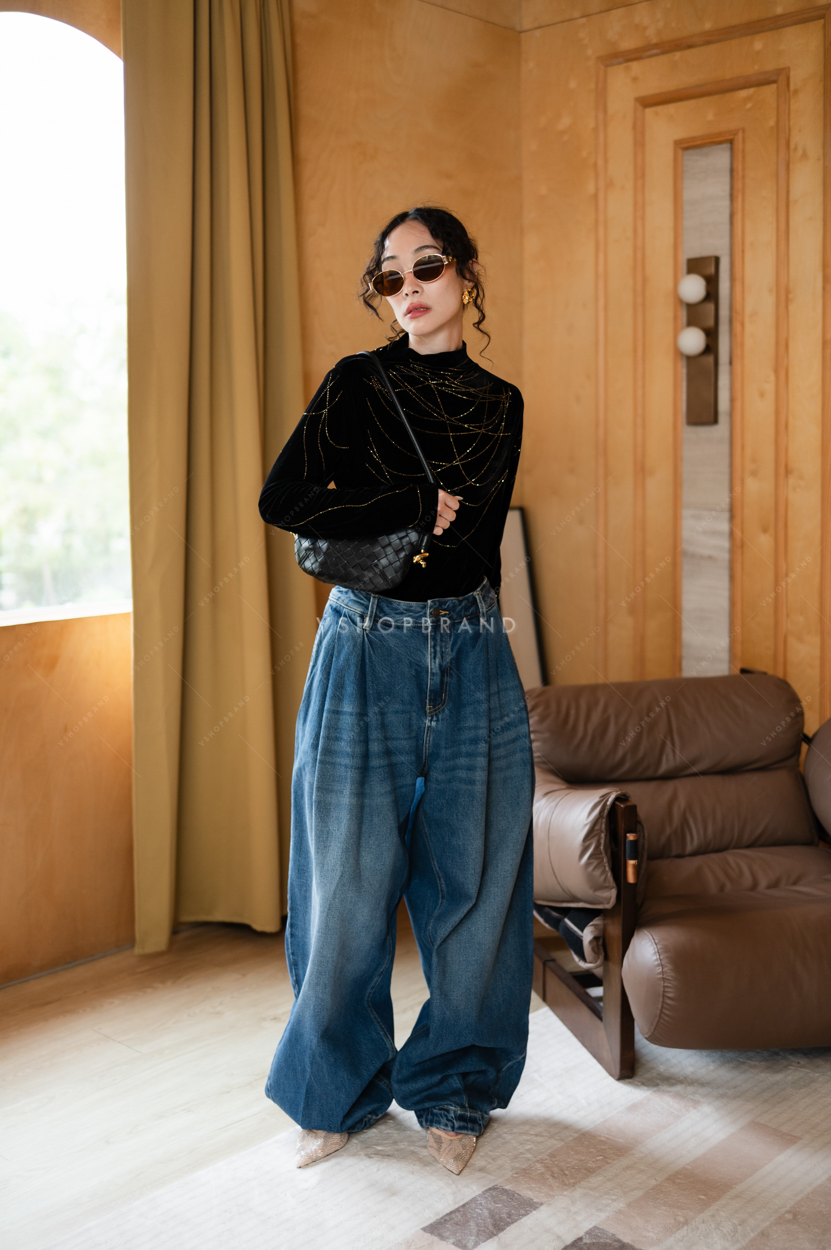 กางเกงยีนส์ขายาวจับจีบชาย