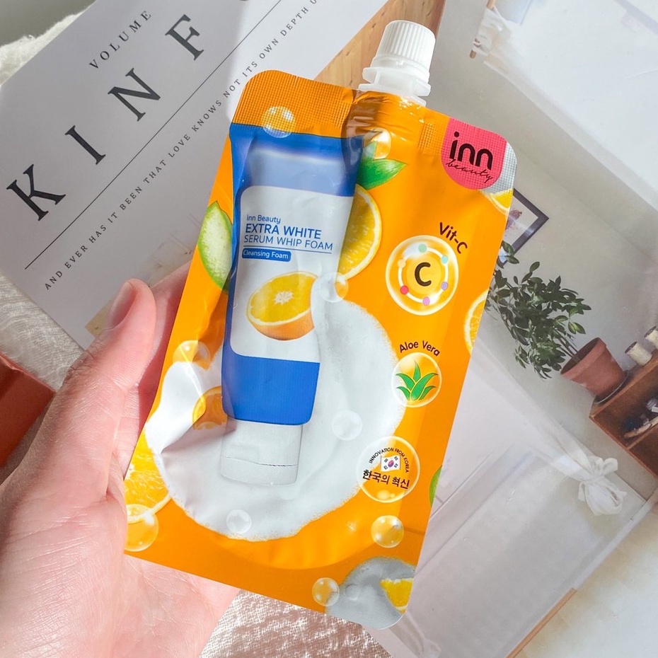 (6ซอง/กล่อง) Inn Beauty Extra White Serum Whip Foam อินน์ บิวตี้ เอ็กซ์ตร้า ไวท์ เซรั่ม วิป โฟม 50 มิลลิลิตร