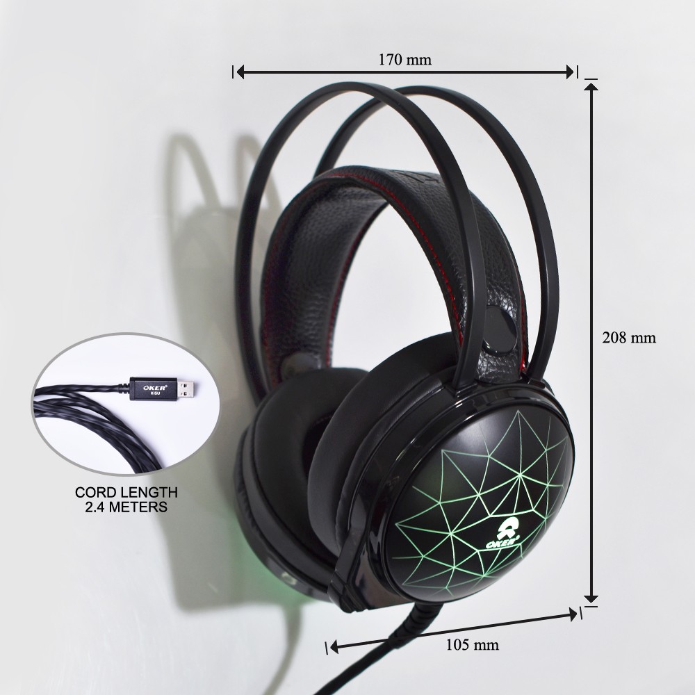 OKER K-5U แบบ USB 7.1 SOUND HEADPHONE+MIC GAMING SKU-02937