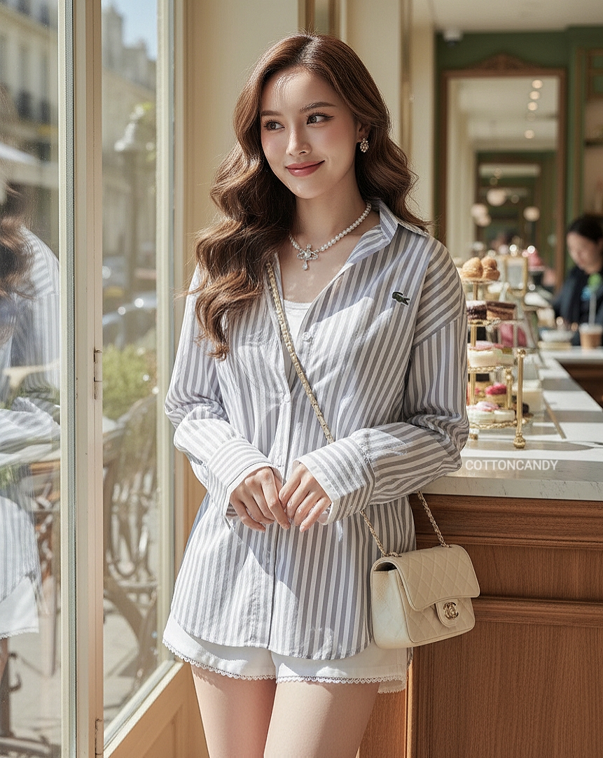 เสื้อเชิ๊ตรุ่นนี้มีติดตู้เลยคร่าาาา เป็นเชิ๊ตที่แมทง่ายใส่ง่าย ใส่ยังไงก็ดูสวย ดูแพง รุ่นนี้เป็นคอตตอนพรีเมี่ยม งานดีเทลปักเป๊ะ 100% โทนสีถูกต้อง