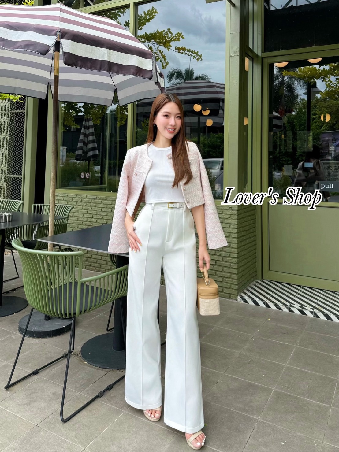 eg : Lover’s Shop Detail : รุ่นขายดี สีใหม่เข้าเพิ่มแล้วค้า Set 4ชิ้น (เสื้อคลุม+เสื้อแขนกุด+กางเกง+เข็มขัด) คุ้มสุดๆค้าาา ดีเทลเสื้อแขนยาวเนื้อผ้าทวิตทอลายในตัว ผ้าใส่สบายไม่คันนะคะ มีศับในอย่างดี มาพร้อมเสื้อกล้ามสีขาวผ้ายืดตามตัว แม็ทกับกางเกงขายาวทรงเ