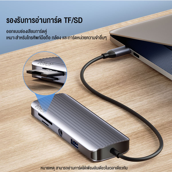 ROBOT HT590 INTERFACE USB-CHUB 6 IN1 (รองรับการชาร์ทเร็ว) SKU-02865