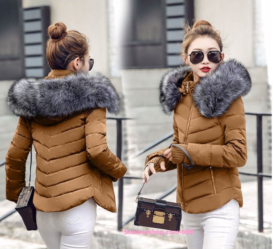 เสื้อขนเป็ดสไตส์แจ็คเก็ตทรงสลิมแนวใหม่ปลายแขนผ้าใหม่พรมสอดนิ้ว